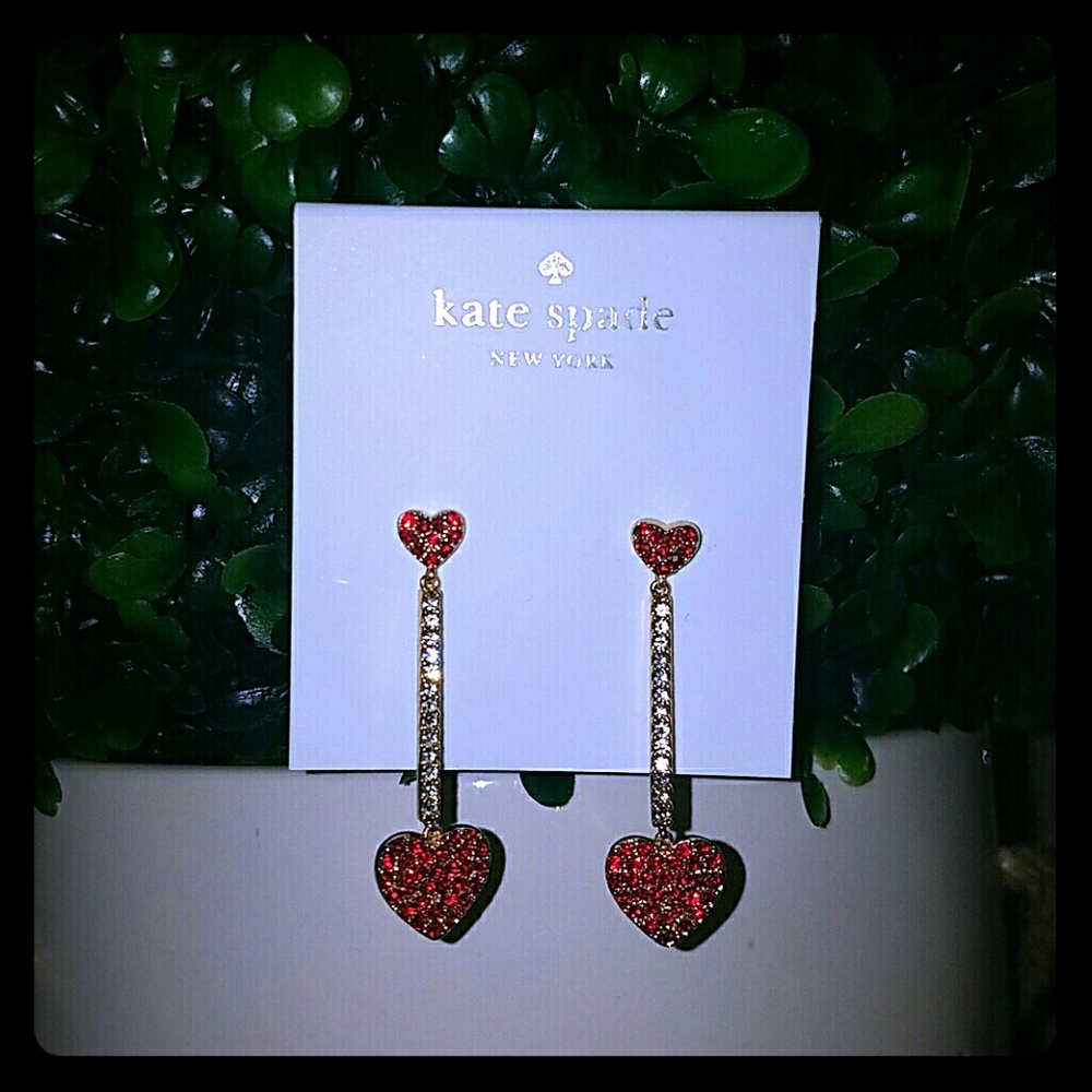 Kate spade pave drop heart Earrings